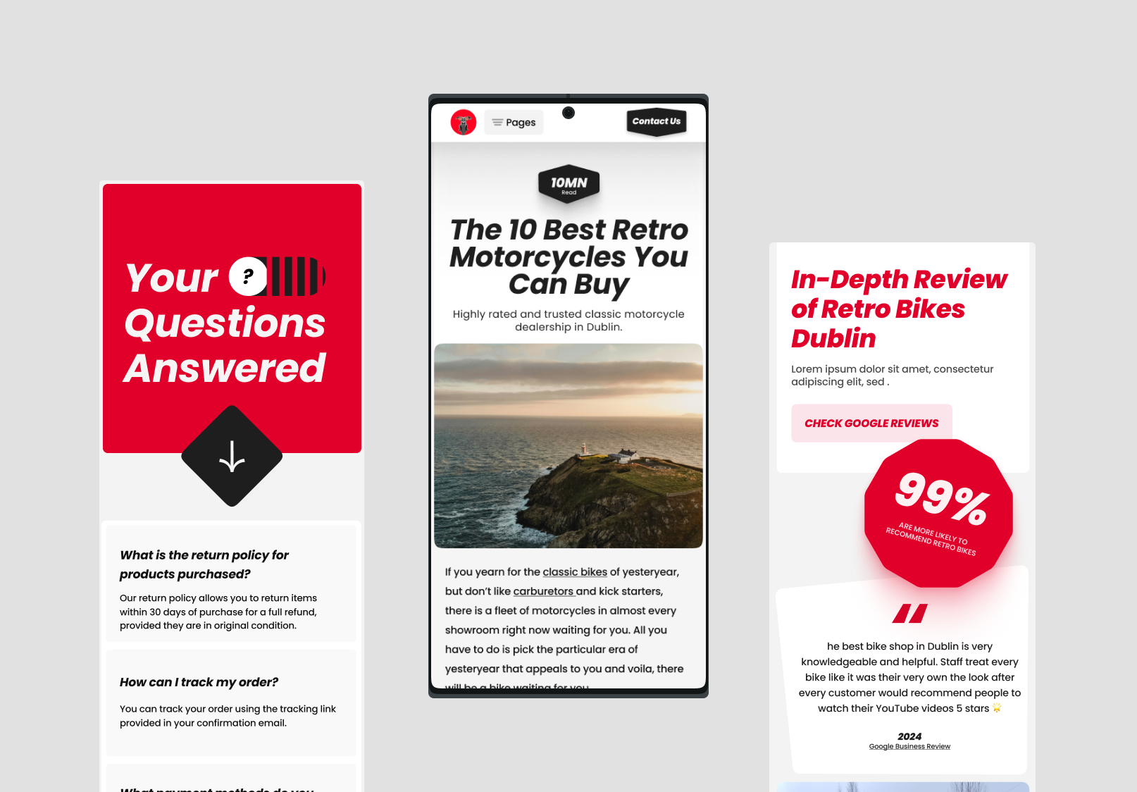 Used Bikes Online Store interactive product gallery ux