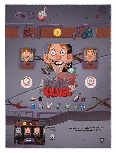 GameJam - FamilyValues 2d digital drawing game art