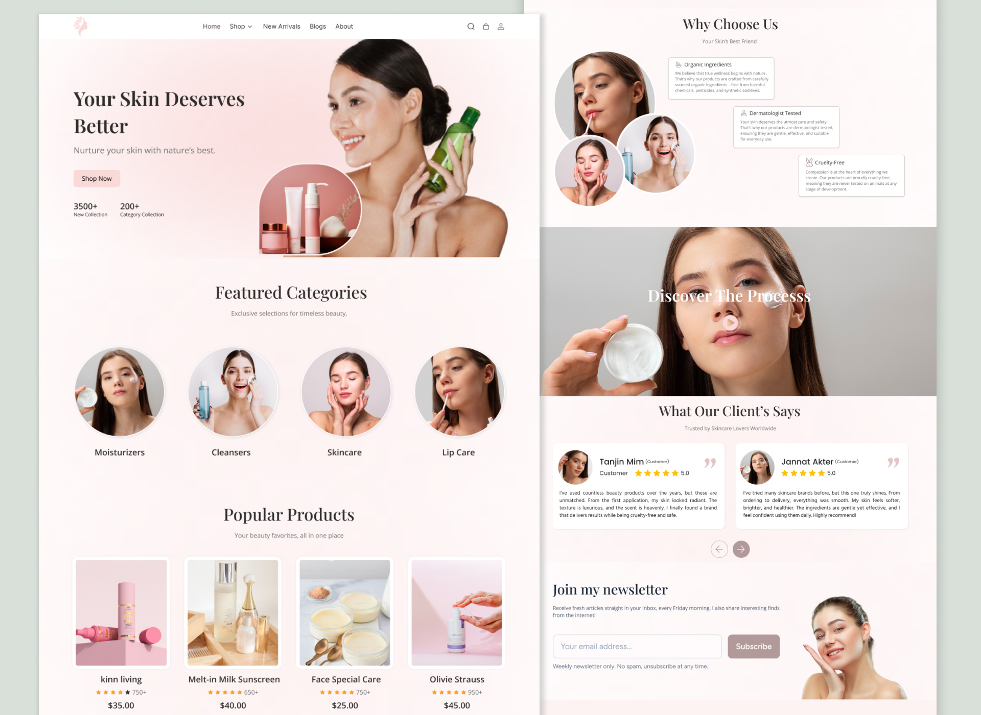 Beauty & Skincare Shopify Store E-commerce website beauty store branding design e commerce e commerce design e commerce website figma illustration landing page mobile app online shop shopify shopify design shopify store skincare website ui ui designer uiux uiux design uiux designer