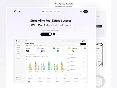 Landing Page crm erp landing page design landing page design figma minimalistic landing page property saas landing saas landing page software