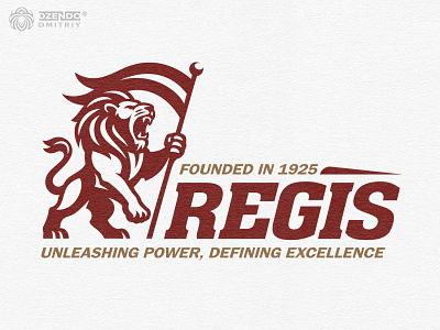 Heraldic monumental logo of Lion with Flag animal logo branding flag logo heraldic logo lion logo lion mascot logo monumental branding power logo royal logo strength logo