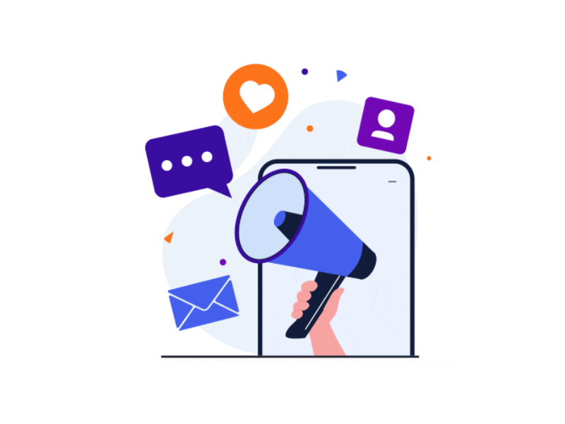 Digital Marketing Animation advertise animation announcement audience reach digital digital marketing digital promotion information marketing marketing campaign marketing outreach marketing strategy megaphone online campaign online promotion promotion social social engagement social media social media marketing