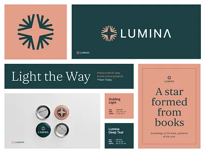 Lumina Brand Identity book branding logo logodesign logodesigner mark mcat test medical school mentoring star student support symbol tutoring