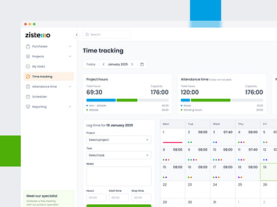 Project management web app - Zistemo redesign concept calendar charts clean clean ui dashboard design navigation pop up project management redesign responsive time tracking ui ux web web app web platform
