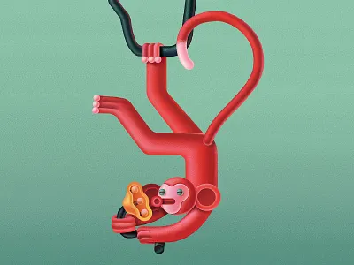 Monkey animal character character design digital illustration minimal monkey