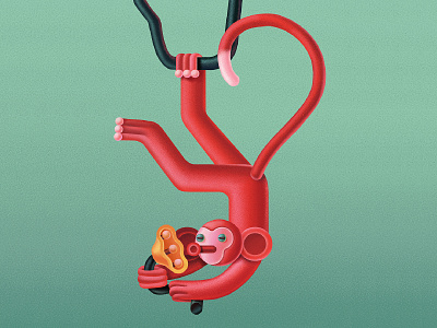 Monkey animal character character design digital illustration minimal monkey