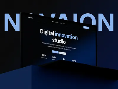 NOVAION - Hero section 3d design blue dark hero page portfolio product design studio ui design web website design