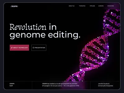 Revolution in genome editing 3d animation dailyui madewithblender madewithfigma motion graphics science ui uichallenge uiux web3 webdesign websiteanimation