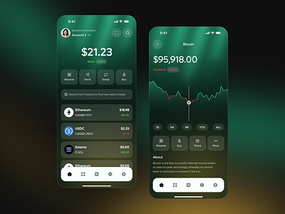Crypto Wallet Mobile App UI Design app design app interface crypro ui crypto mobile app mobile app design mobile ui popular trading ui ui design ui ux design user interface wallet ui