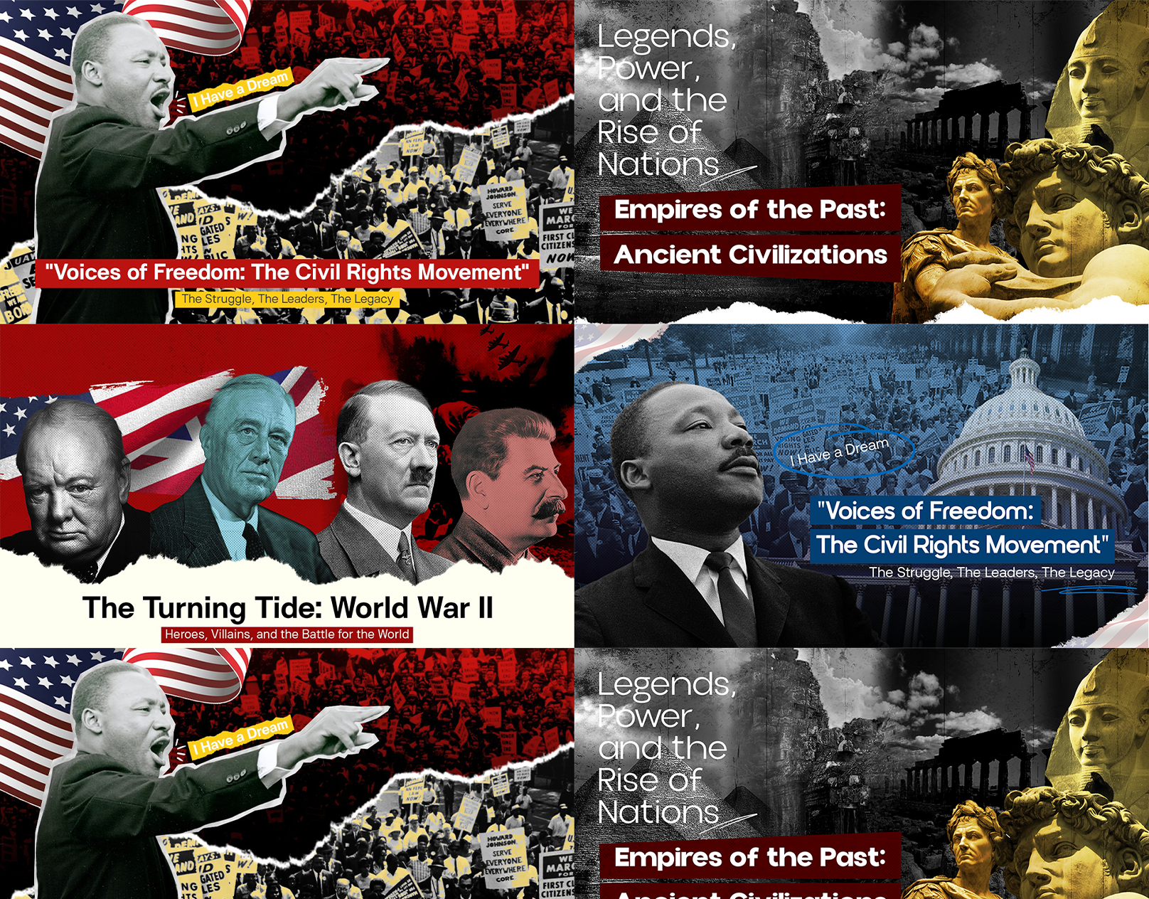 Historical Documentary Thumbnail Design Collection branding