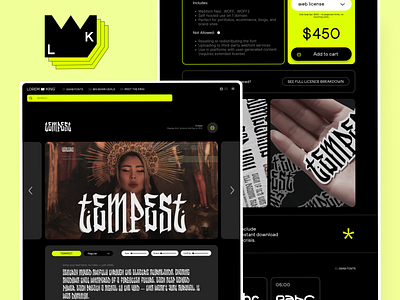 Lorem king - Font maker : Website design (Product detail) bento grid branding ecommerce font foundry graphic design interface landing page product detail shop page store streetstyle ui ux visual identity web design website website design woocommerce y2k yellow