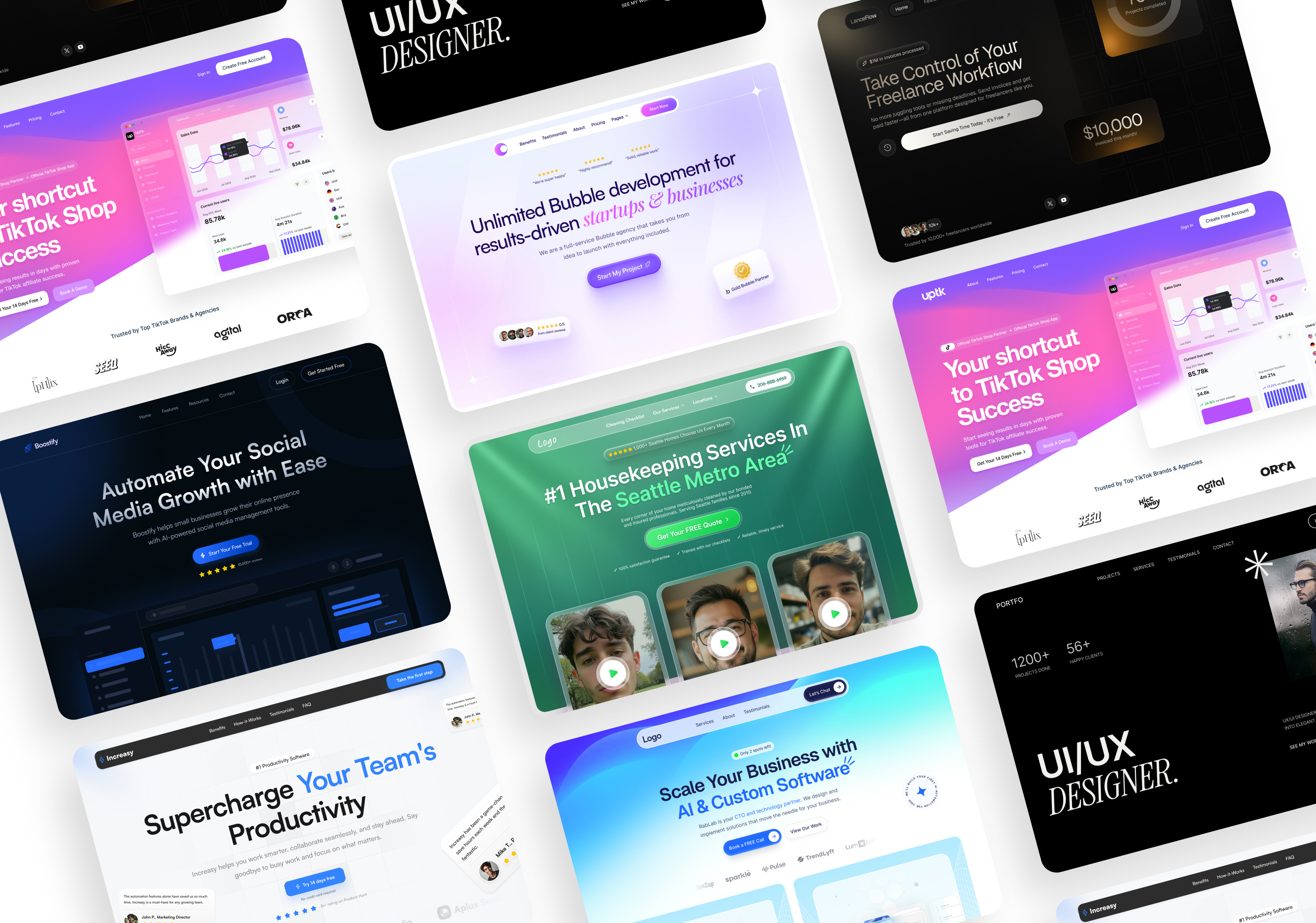 8 Landing Page Design 3d animation branding figma graphic design landing page logo motion graphics ui uiux