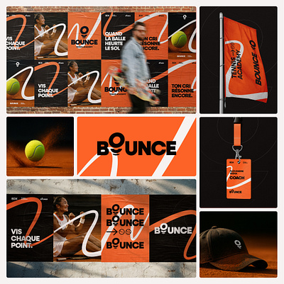 BOUNCE - Visual identity for Tennis Academy black bounce branding clean logo midjourney orange sport tennis visual identity