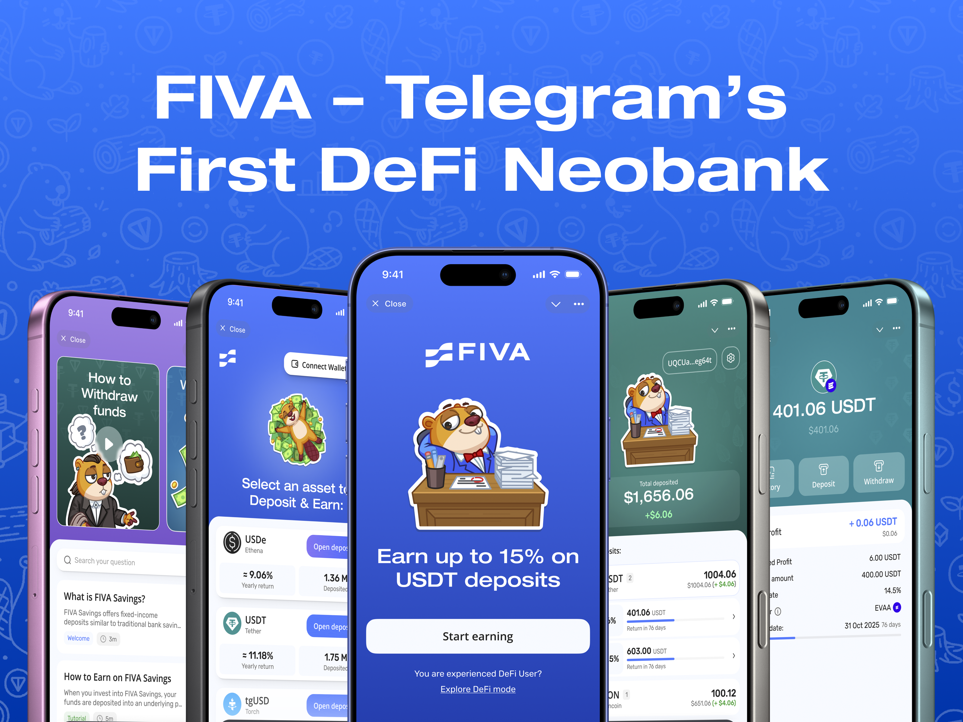 FIVA - Simple mode animation app banking blockchain crypto defi mini mobile mode pendle staking sticker telegram ton wallet