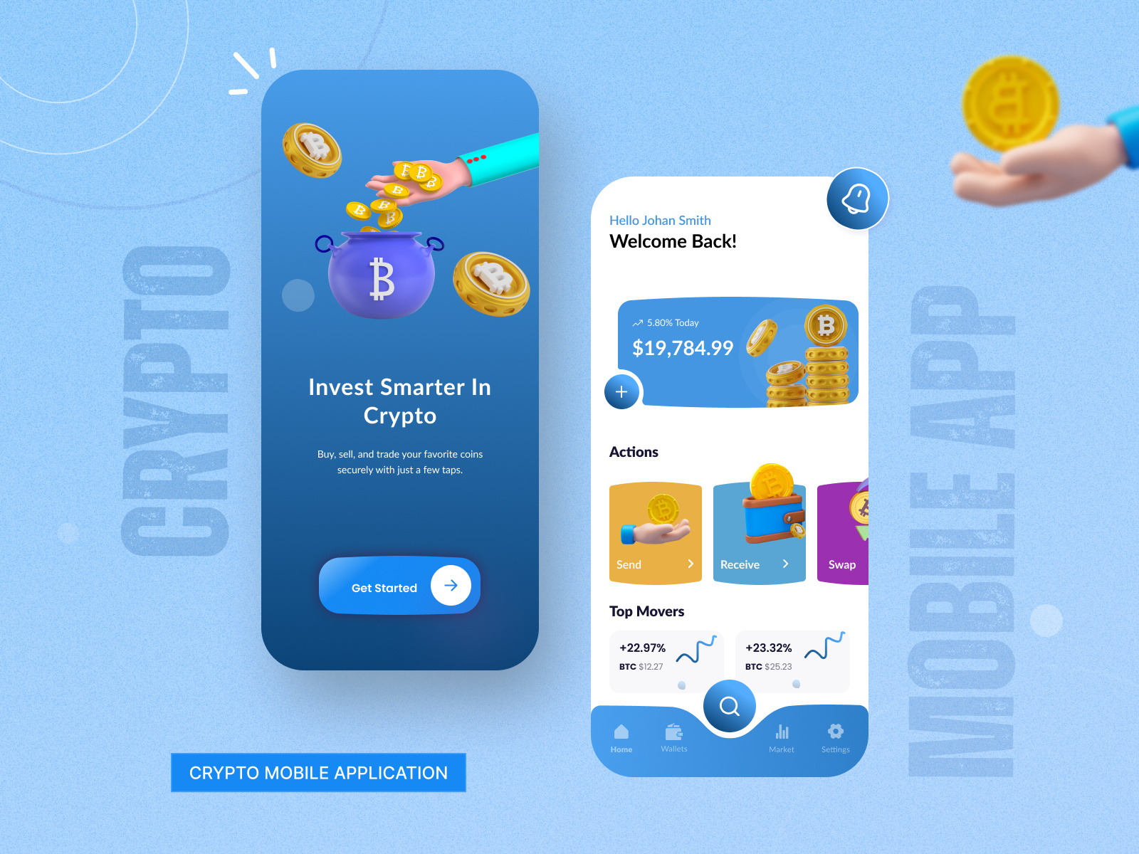 Crypto Mobile App UI Design by Apptechies bitcoin app crypto mobile app crypto ui cryptocurrency finance app fintech ios app mobile app ui design ux design