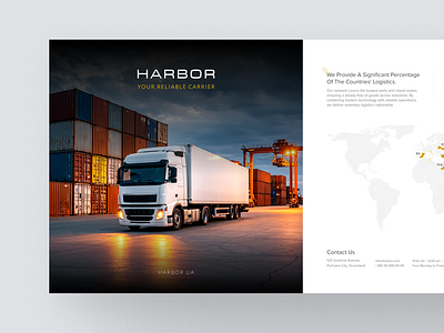 Double-Sided Flyer • Harbor brochure company design flyer format graphic design logistics map page square transport two ui ux web