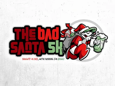 Holiday run graphic 5k cartoon illustration chipdavid dogwings drawing logo running santa vector