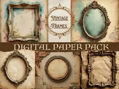 Aesthetic Vintage Frames Digital Papers Pack old vintage frame art