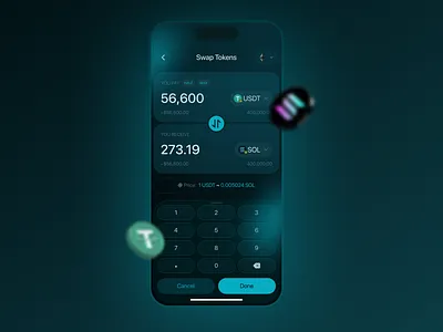 Swap Crypto Tokens app blue crypto dark mode design ethereum mobile app solana swap ui uiux usdt ux web3