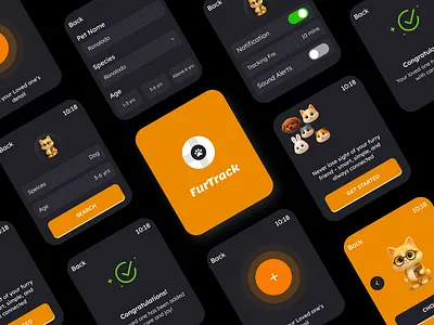 Pet Tracking App for Smart Watch-Swan Design Agency animal care app concept app dashboard dailyui dark theme ui minimal design modern app design opentowork pet app pet care pet tracking pettracker smartwatchdesign tracking app ui design ui inspiration uiux user interface