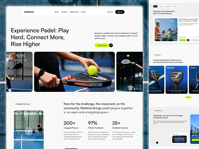 Netdrive - Padel Club Landing Page club club landing page coaching comunity connect people course design ecommerce event figma landing page minimalist padel padel club padel website sport brand sport ecommerce sport landing page ui