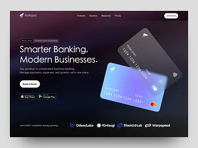 FinPoint – Banking Website Header bankingdesign card financial fintech header headerdesign homepage landing page modern saas webdesign website