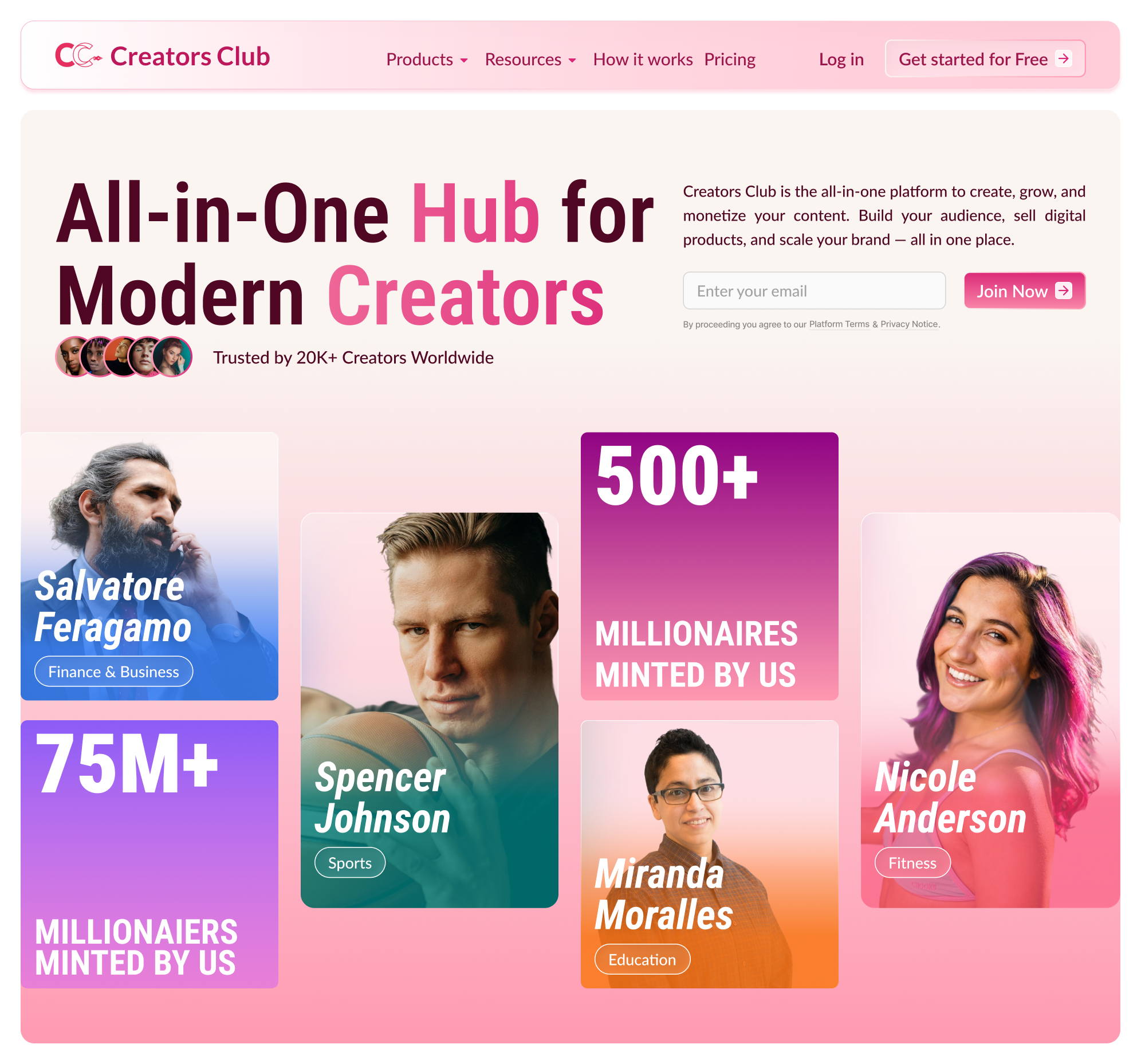 Hero Section UI Design for Content Creators Platform creators platform gradient design hero section design landing page design modern ui only fans startup design uiux web design