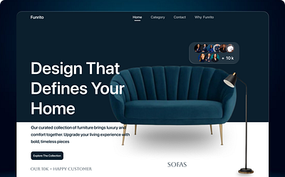 Furniture Landing Page app design attractive branding colour furniture furniture landing page furniture website landing page landing page logo typography ui website design
