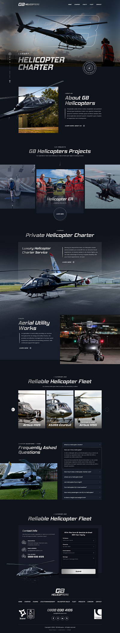 GB Helocopters Website Design. branding figma landing page ui ux website website design