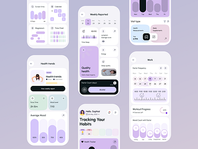 Bearable – Health & Habit Tracking Mobile App UI android app app design clean ui dribbble popular fitness app habit tracker health app ios app lifestyle app minimal design mobile app mood tracker ui design user interface ux design wellness app