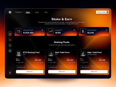 Crypto Staking Dashboard app crypto crypto dashboard crypto staking dark dashboard dashboard ui defi staking futuristic interface staking trading dashboard ui web design web3