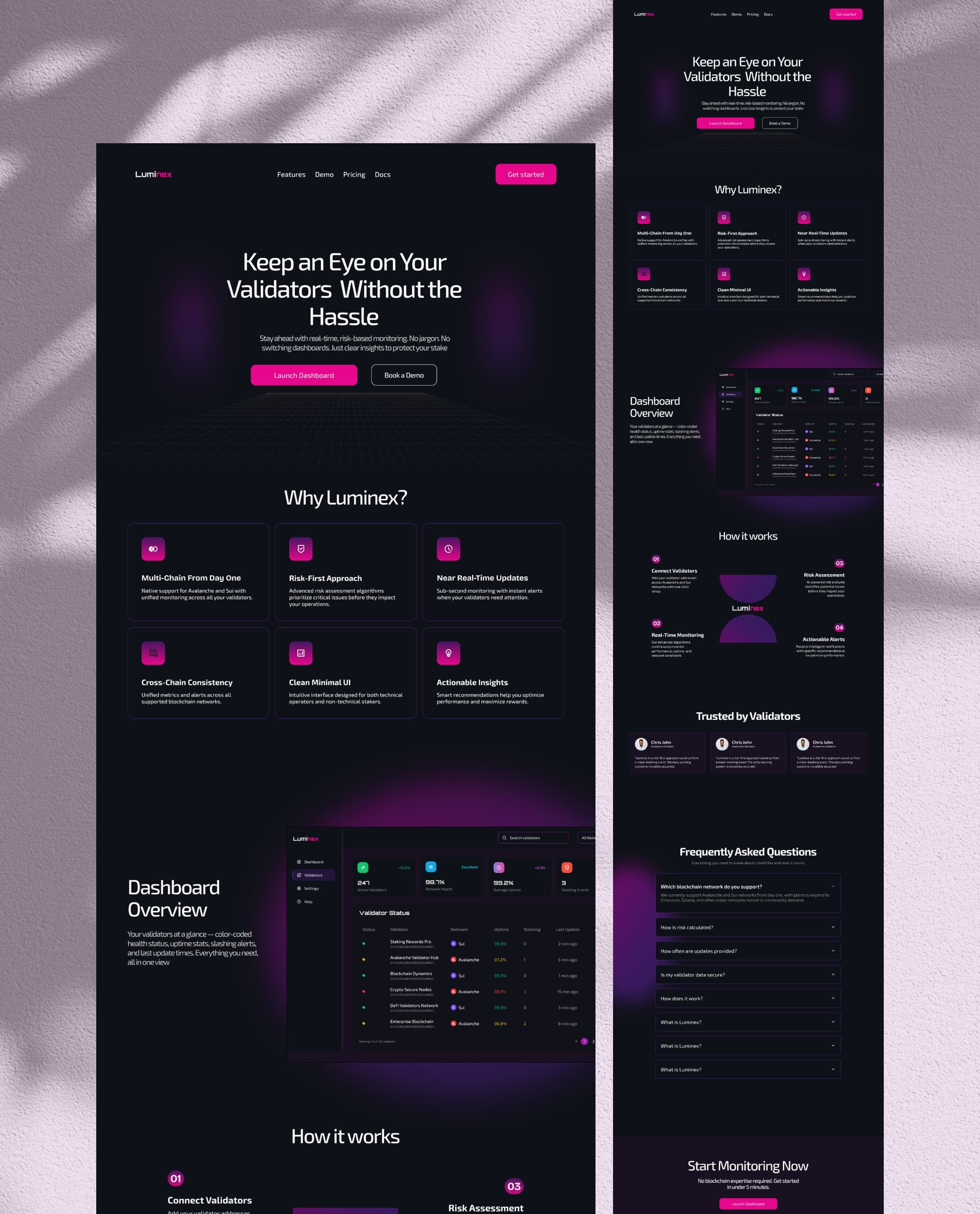 Landing page for Luminex. A Stake validator platform. design landing page product design ui design uiuxdesign web3