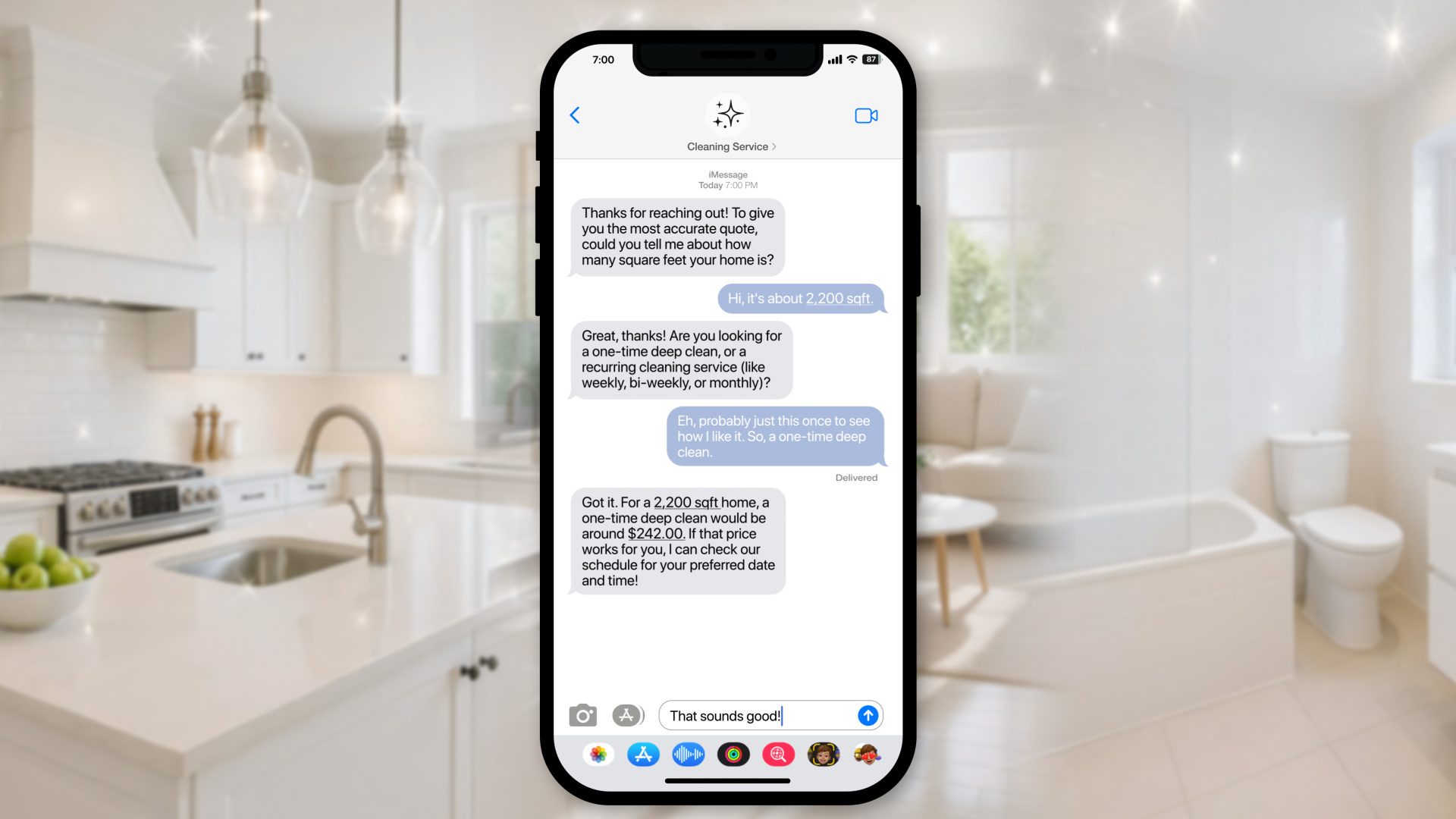 Custom iMessage Chat Animation for a Cleaning Service 🧼💬 ads after effects animation branding chat editing imessage message motion design motion graphics reels social media text ui video