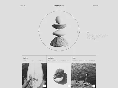 RETREATS CONCEPT PAGE healing retreat design landing page for retreat leadership coaching expedition luxury retreat website meditation mental health retreat retreat concept retreat landing page self care retreat uiux website design wellness retreat homepage yoga yoga retreat