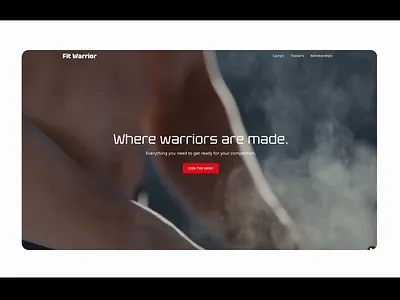 Fit Warrior Fitness Webflow website template crossfit dark mode fit fit warrior fitness gym gym studio health and fitness locker room maps military slider gallery training video as a background webflow template website for fitness coaches website for gym website template wellness workout
