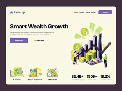 Finance Website Landing Page ai banking finance web design financial fintech investment landing page money web design webdesign