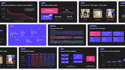 Startup pitch deck black bold branding chart dark deck marketing marketing design pitch deck presentation slides statistics table timeline