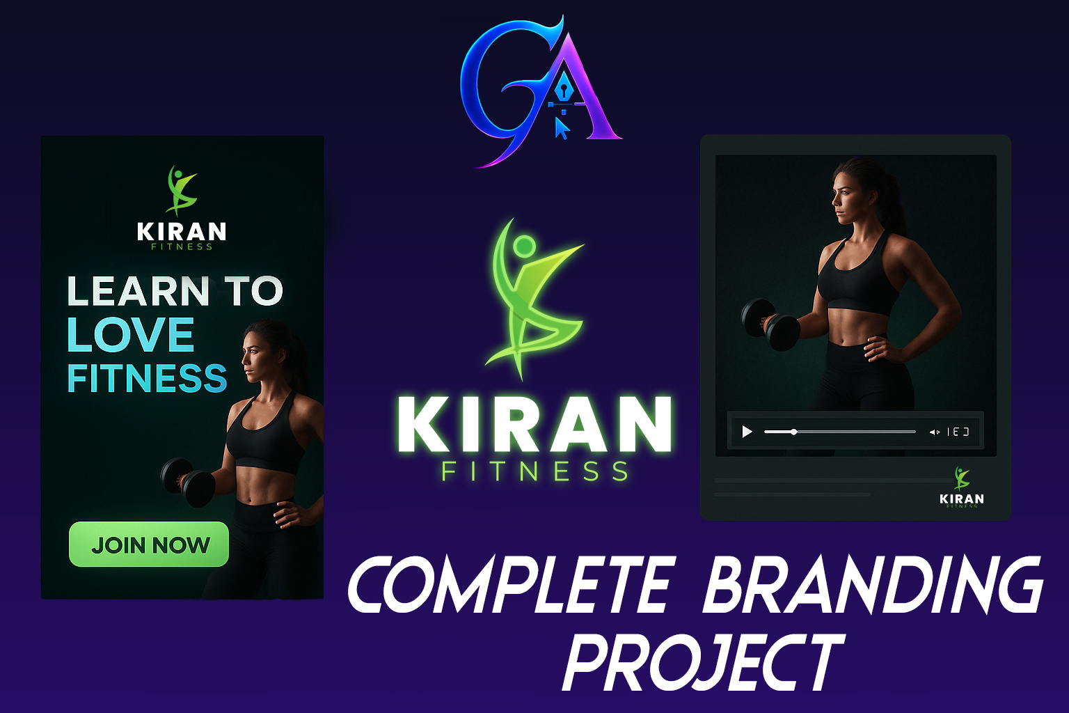 Kiran Fitness Complete Branding advertising design class schedule design client testimonial video creative branding digital ad design fitness branding fitness logo fitness marketing fitness program ad fitness social media gym advertising gym poster health wellness design modern logo design online fitness ad personal trainer branding promotional banner social media campaign weight loss promotion zumba banner