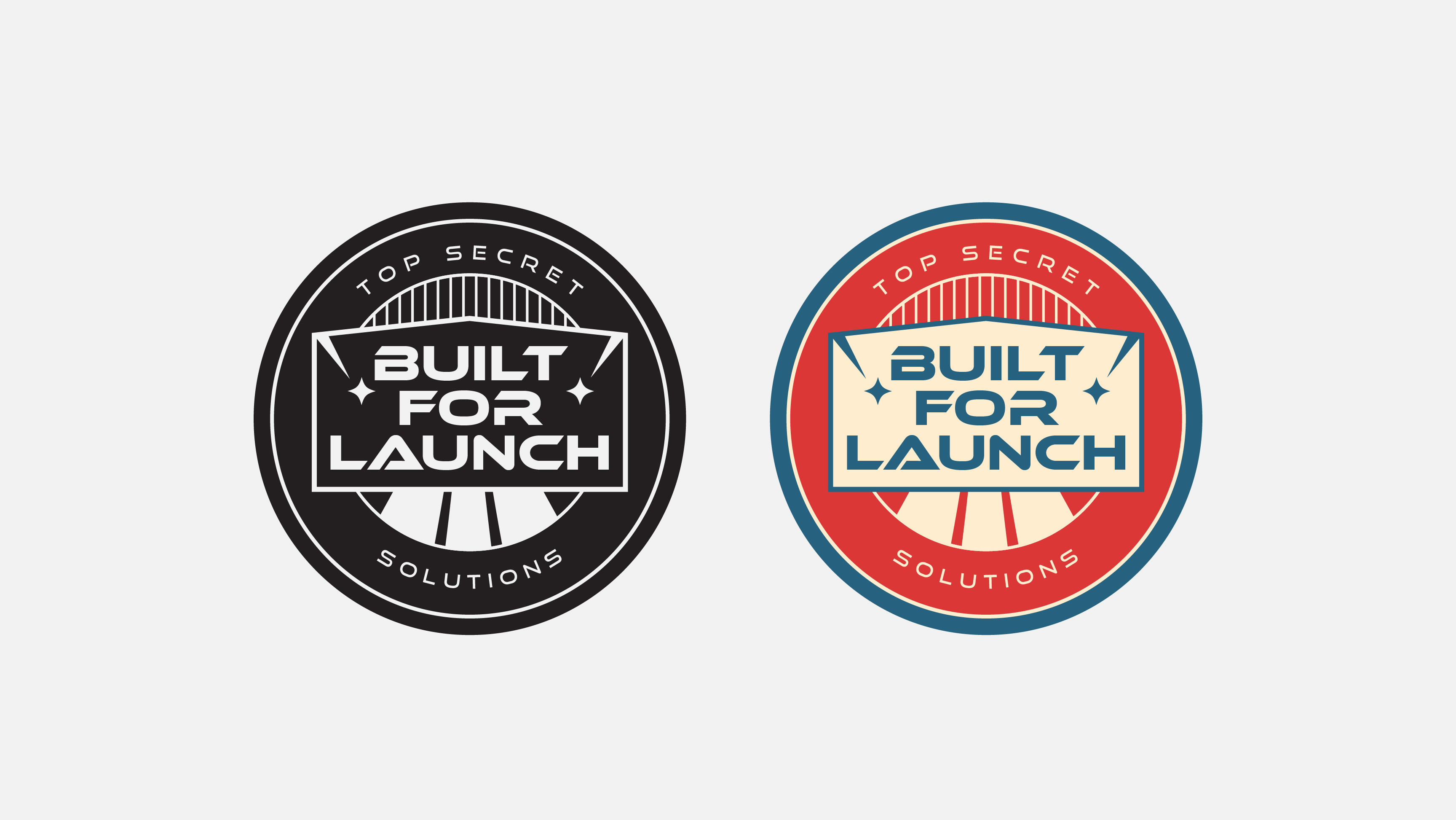 Built For Launch badge circle launch retro space sticker