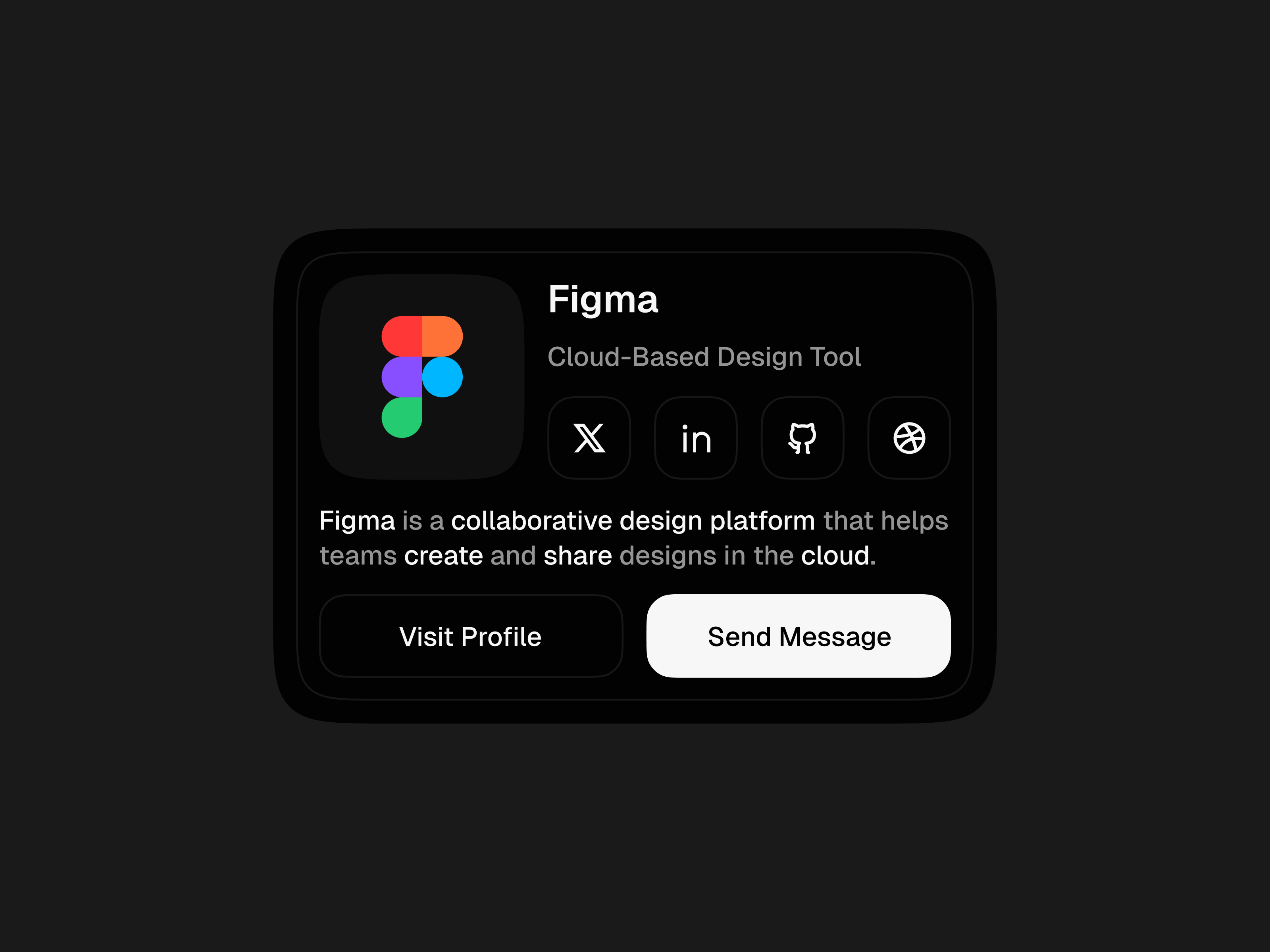Minimalist Profile Card animation card celan dark figma minimal minimalist profile ui