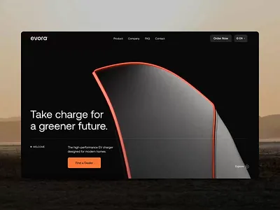 Evora - EV Charger Website Design 3d product design 3d product website 3d render animation cgi corporate website electric car charger ev ev charger green tech immersive website interaction landing page marketing website product explainer sustainability uniko ux web design website design