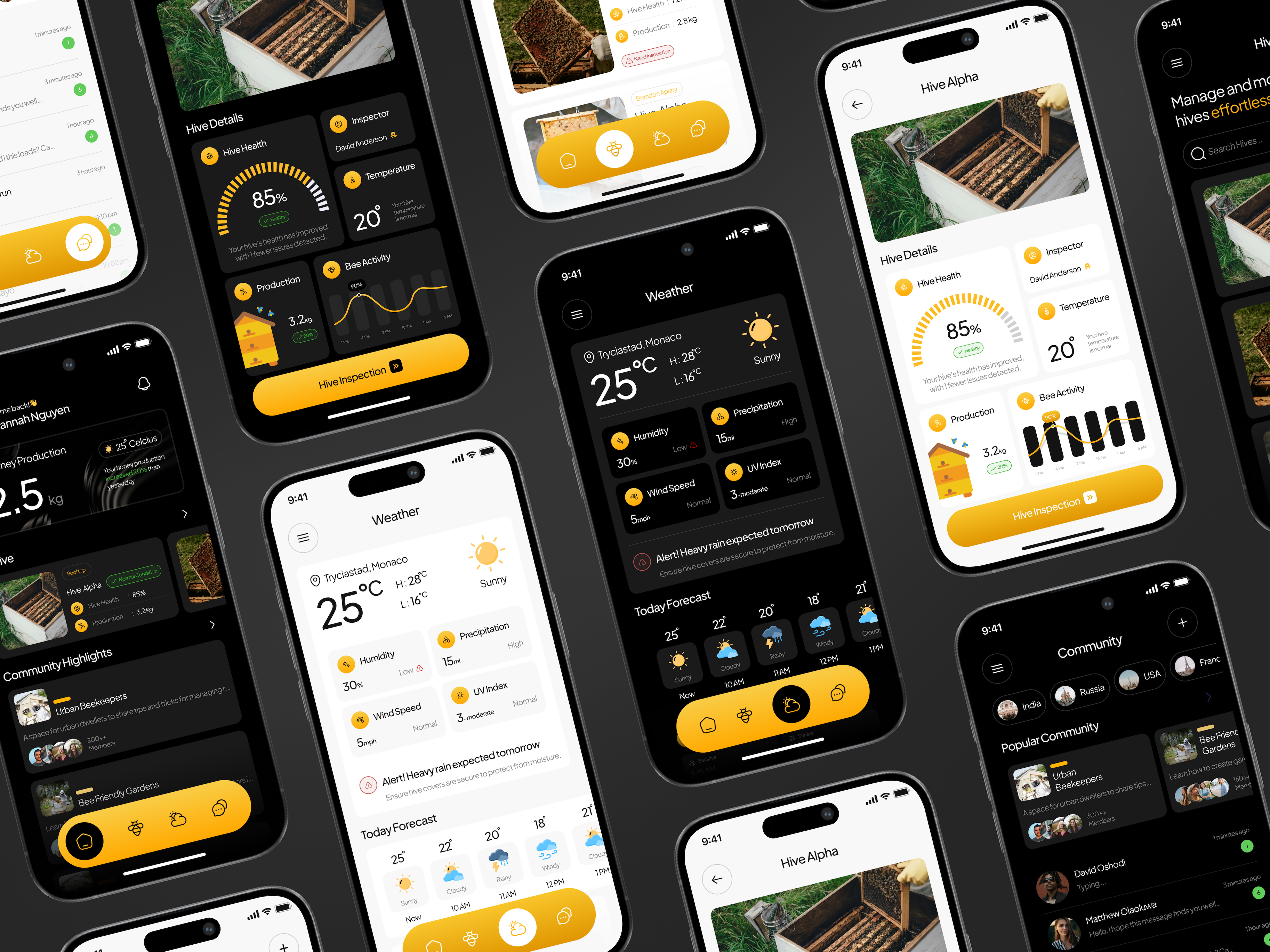 Bee Care: Full Page animation app bee branding consulting design graphic design illustration logo microinteraction mobile motion graphics navigation responsive ui vector weather