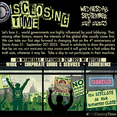 DISClosing Time call to action advertisement activism advertisement aliens bob lazar call to action david grusch disclosing time disclosure government protest social media uap ufo