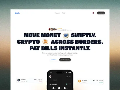 Omni crypto fiat fiat money figma framer landing page
