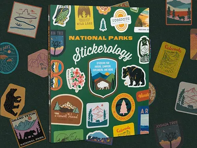 National Parks Stickerology Book for Penguin Random House bear book branding colorado forest illustration joshua tree landscape mountains national parks nature outdoors penguin random house river roadtrip sticker sunset travel yosemite