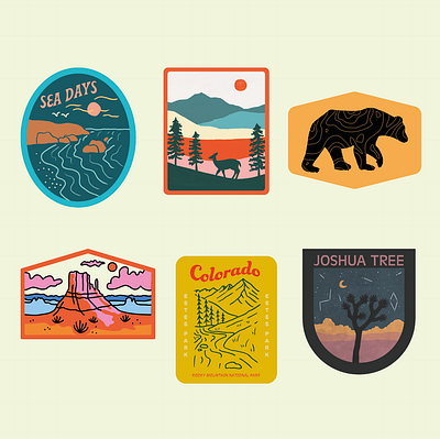 National Parks Stickerology Book for Penguin Random House adventure arizona bear book branding california colorado explore illustration joshua tree landscape monument valley mountains nature ocean outdoors penguin random house roadtrip sea travel