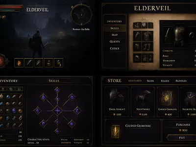 Elderveil: Fantasy RPG Game UI/UX Design, HUD, Menus & Dashboard ayub ansary f game development