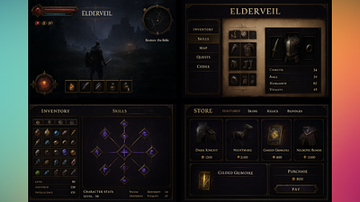 Elderveil: Fantasy RPG Game UI/UX Design, HUD, Menus & Dashboard ayub ansary f game development