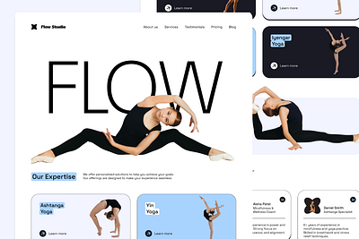 Flow Yoga studio calmness dashboard design fitness flow yoga studio girl ui yoga yoga studio yoga website design