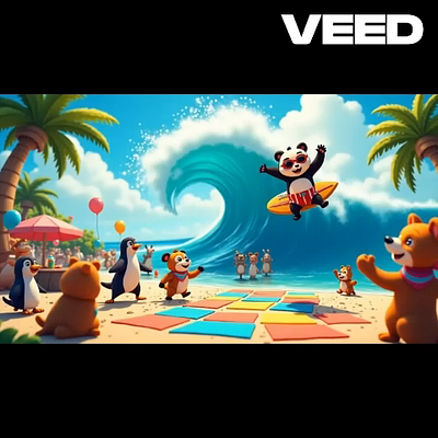 Surfing Panda: AI Waves of Fun after effects aianimation aiart beachscene chatgpt cutecharacter digitalillustration funwithai leonardo photoshop premiere pro summervibes surfingpanda teddyvibes